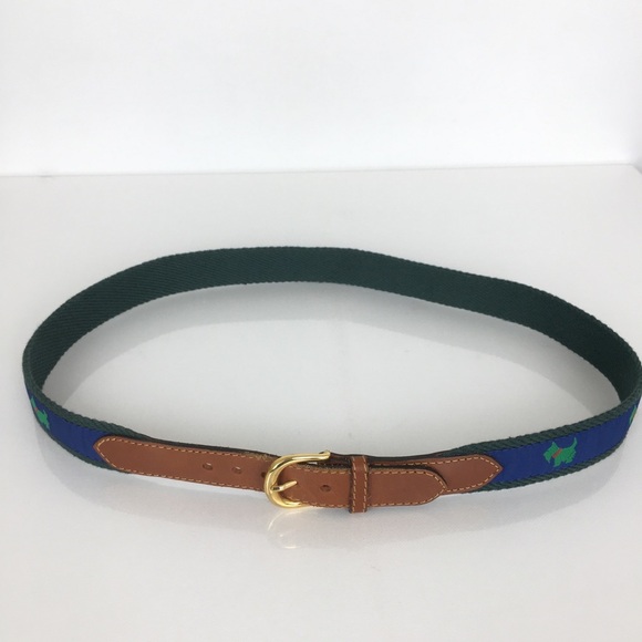 Scotty Dog Belt Blue Green Brown Leather Scottish Terrier - Picture 7 of 12